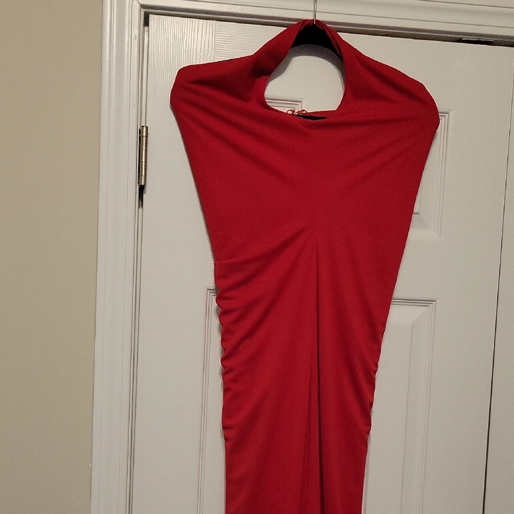 Rimini Red Halter Bodycon Cocktail Dress